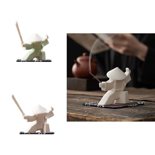 Incense Stick Burner Unique Delicate White Porcelain Chinese Ceramic Samurai Censer Holder Home Decor for Home