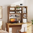 thumbnail image 4 of Costway Desktop Bookshelf Desk Storage Hutch with 7 Open Cubbies & 3 Adjustable Shelves Natural, 4 of 10