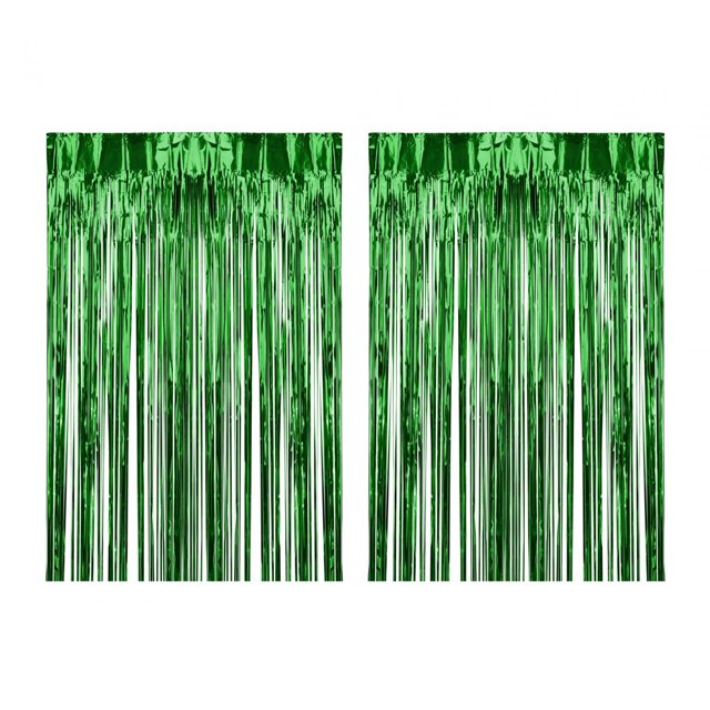 yuksok 2 Pcs Rideaux à Franges en Aluminium Décoration pour Célébration Fête Scène Performance Vert