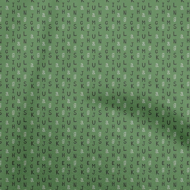 oneOone Georgette Viscose Tissu Vert Alphabet Matière de Robe Tissu Imprimé Tissu au Mètre 42 Pouces de Large