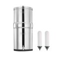thumbnail image 1 of FACHIOO 2.25 Gallon Stainless Steel Gravity-Fed Water Filter System with 2 White Ceramics Purification Washable Filter, Portable Countertop Filter Sy, 1 of 9