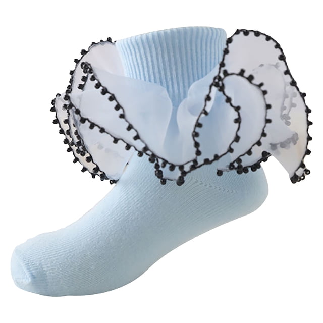 Zanarzt Ruffle Socks Toddler Girl Toddler Socks Floor Socks Lace Socks with Ripple and Ruffle Socks for Toddler Girls Blue,6-8 Years
