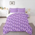 thumbnail image 2 of Erosebridal Purple Checkered Comforter Sets Full Size, Square Geometric Comforters & Duvets, Abstract Reversible Duvet Insert, Ultra Soft Bedroom Decorative, 3pcs, 2 of 8