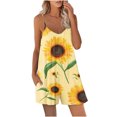 thumbnail image 2 of LOVZFMLL Combinaison d'Été Décontractée pour Femmes avec Imprimé, Shorts Amples avec Poches, Bretelles Jaune G, 2 of 7