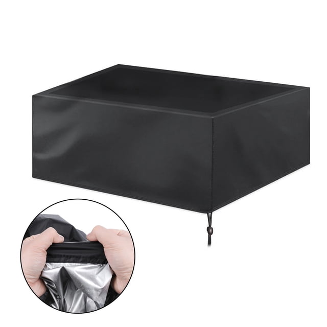 LEFU for Oxford Cloth Billiard Pool Table Cover 210D Waterproof Dust Protector for 287x155x82CM Outdoor Tables with Drawstring Heavy Duty Silver Undercoating Black