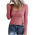 thumbnail image 1 of AherBiu Hauts à Manches Longues pour Femmes, Côtelés, Extensibles, Ajustés, Col Rond, Couche de Base, T-Shirts, Tunique, Chemisier, 1 of 5