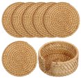 thumbnail image 2 of 1 Set Rattan Coasters Home Cup Coasters Boho Coasters Woven Coasters Coffee Table Coasters with Holder, 2 of 9