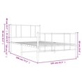 thumbnail image 4 of vidaXL Metal Bed Frame with Headboard and Footboard White 100x190 cm, 4 of 5
