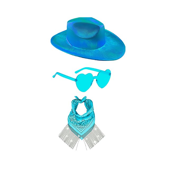 Women's Western Cowboy Hat Scarf Eyeglasses Three Piece Set