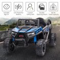 thumbnail image 4 of TOBBI 12V Kids Ride on Car, Electric Off-Road UTV Truck with Forward and Reverse Functions, Double Open Doors, Safety Belt, Horn, Music, and Lights, Blue, 4 of 8