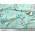 thumbnail image 2 of Soimoi Green Cotton Cambric Fabric Rabbit Animal Print Sewing Fabric BTY 56 Inch Wide, 2 of 3