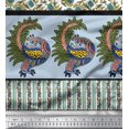 thumbnail image 2 of Soimoi Poly Crepe Fabric Lotus & Peacock Panel Fabric Prints by Yard 42 Inch Wide, 2 of 2