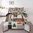thumbnail image 1 of Ensemble de Douillette Moose Lodge, Ensemble de Literie Aventure Rustique Ferme Bateau Achigan pour Chambre d'Enfants Ados, Ensemble de Courtepointe Patchwork Rétro Carreaux Rayures Brun Gris 2 Pcs avec 1 Taie d'Oreiller, Tout-Petit, 1 of 6