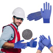 Nylon Dotted No Slip Gloves 2 Pairs, Xinsrenus Breathable Labor Protection Work Gloves 8.6x4.3 in, Anti-Slip Gardening Gloves for Rocks Climbing Packing with Elastic Wrist, Blue