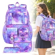 3PCS School Backpack Set for Teens, Lightweight Casual Outdoor Daypack for Middle School College Students, Includes Backpack Pencil Case and Lunch Bag, 1 Set