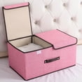thumbnail image 3 of Cube de Rangement Décoratif Pliable en Lin avec Couvercle et Poignées pour l'Organisation de la Maison et le Rangement des Vêtements, 3 of 3