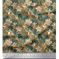 thumbnail image 1 of Soimoi Georgette Viscose Fabric Monstera Leaf & Floral Printed Fabric 1 Yard 42 Inch Wide, 1 of 5