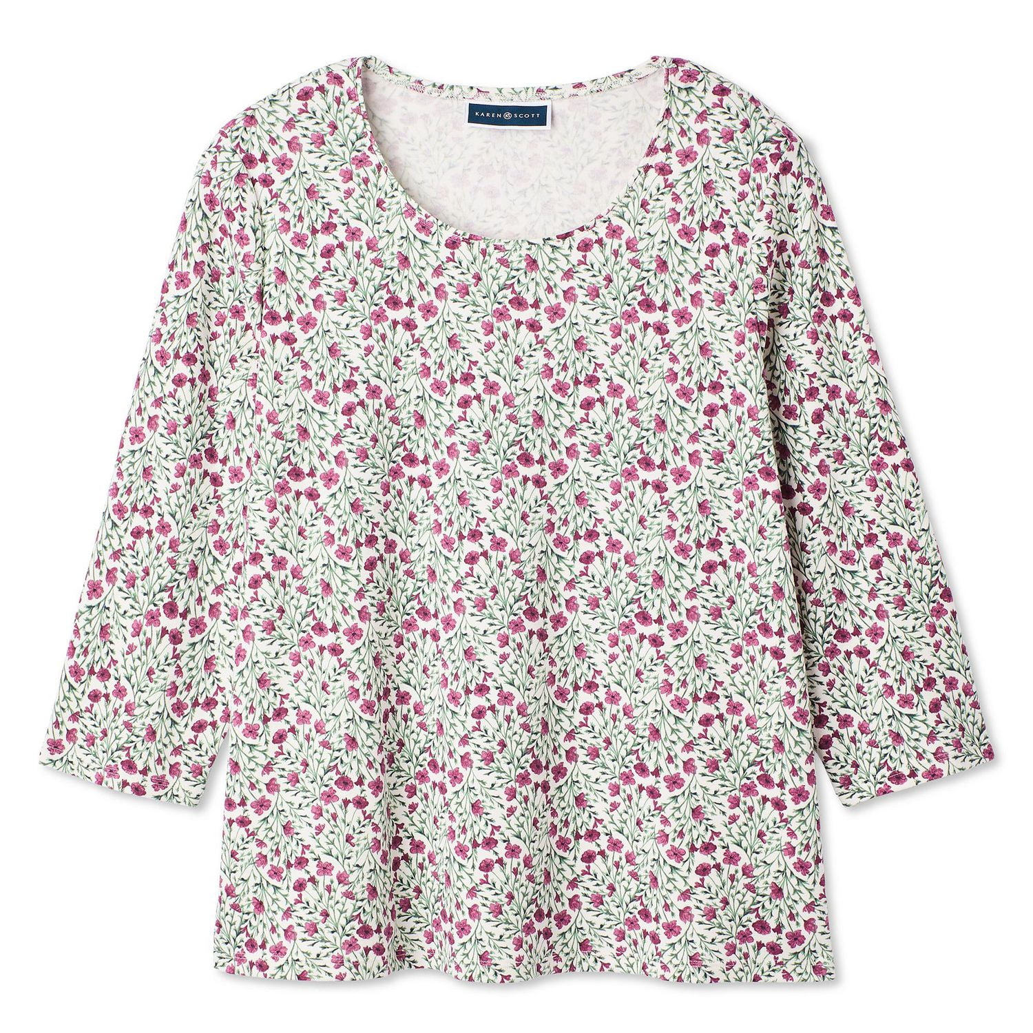 T-shirt imprimé à encolure dégagée Karen Scott Plus pour femmes