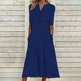 thumbnail image 1 of Robes d'Invitée de Mariage d'Été pour Femmes 2023 Mode Femmes Été Imprimé Décontracté Col en V Bouton Manches Courtes Vacances Poches Robe Décontractée Robes d'Été pour Femmes en Liquidation, 1 of 5