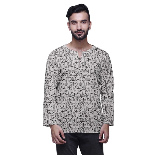 Atasi Traditional Short Kurta For Men Keyhole Neck Casual Cotton SlubShirt