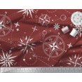 thumbnail image 3 of Soimoi Red Velvet Fabric Direction Compass Nautical Print Sewing Fabric Yard 58 Inch Wide, 3 of 5