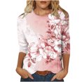 thumbnail image 1 of Birdeem Blouse pour Femmes T-Shirt Imprimé Mode Manches 3/4 Blouse Col Rond Hauts Décontractés, 1 of 12