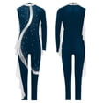 thumbnail image 3 of Aislor Girls Gymnastics Unitard Costume Rhinestone Metallic Patchwork Long Sleeve Jumpsuit for Ballet Dance 6-16 Years Navy Blue 14, 3 of 4