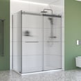 thumbnail image 1 of 48" x 36" Chrome Corner Sliding Shower Kit – Frameless Double Bypass Doors with 6 mm Fluted Tempered Glass, Right‑Hand Installation & SMC Base, 1 of 1