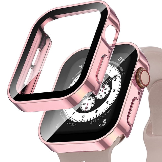 LEIXIUER 2 Pack Waterproof Hard Cases for Apple Watch Case 45mm 41mm 44mm 40mm with Tempered Glass Screen Protector, Accessories Ultra-Thin Durable Waterproof Protective Cover for iWatch SE 6 7 4 5