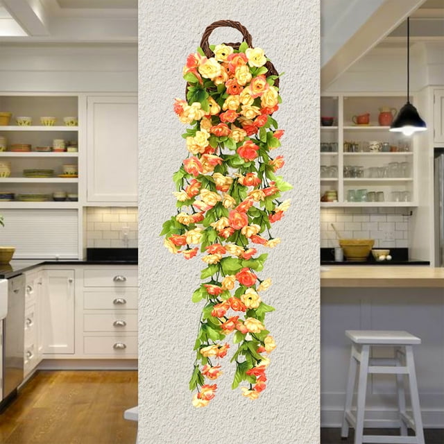Faux Silk Hanging Vine Garland with Roses for Wall Wedding Decor, 1 Bouquet