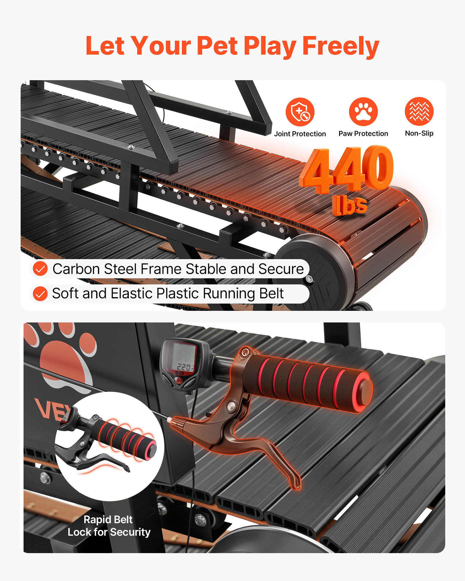 VEVOR Dog Treadmill for Small/Medium Dogs, Pet Running Machine