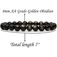 thumbnail image 2 of Bracelet Extensible Unisexe en Perles Rondes de 8 mm en Obsidienne Noire Dorée Naturelle avec Cristaux de Guérison 7 Pouces, 2 of 5