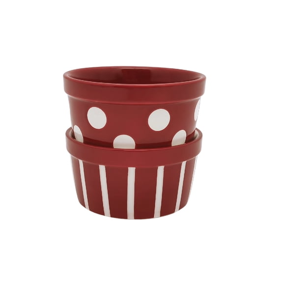 Holiday time Stoneware 2 Pack Red Ramekin Set