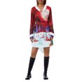 thumbnail image 1 of FOCUSNORM Robe de Noël Juniors pour Femmes Manches Longues en Peluche Col en V Dessin Animé Fête Midi, 1 of 8
