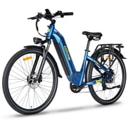Oiios Glide Step Thru Electric Bike for Adults - UL Certified - 48V 749Wh 750W 29 inch - Hydraulic Brakes LED Lights Color Display - Twilight Blue