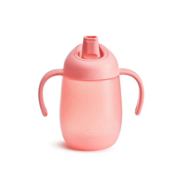 7oz Simple Clean™ Trainer Cup in pink with soft silicone spout and two gentle-grip handles sized for toddlers, featuring a twist-in-place spill-proof lid and minimalist design, easy to clean with three parts, ideal for toddler feeding and bottle transition.
