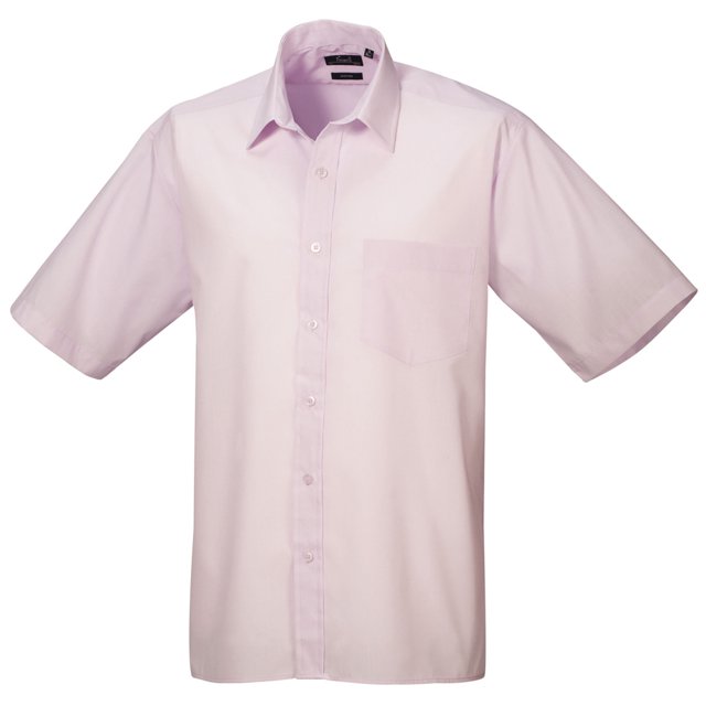 Premier Chemise de Travail Formelle en Popeline Unie à Manches Courtes pour Hommes