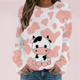 thumbnail image 2 of Pompotops Womens Shirts Round-Neck Print Long Sleeve Tops Printed Regular Blouse Clearance, 2 of 5