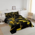 thumbnail image 3 of YST Yellow and Black Geometric Comforter&nbsp;Set Full,3D Square Plaid Bedding Set for Girls Boys,Glowing Neon Geometry Comforter&nbsp;Set Reversible Soft,Abstract Checkered Quilt Bed Set 3Pcs, 3 of 5