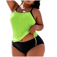 thumbnail image 1 of FAVIPT 2 Piece Tankini Womens Swimsuit Tummy Control Ruched Drawstring Swimwear Tropical Beach Comfy Bathing Suit Army Green,XXL, 1 of 5