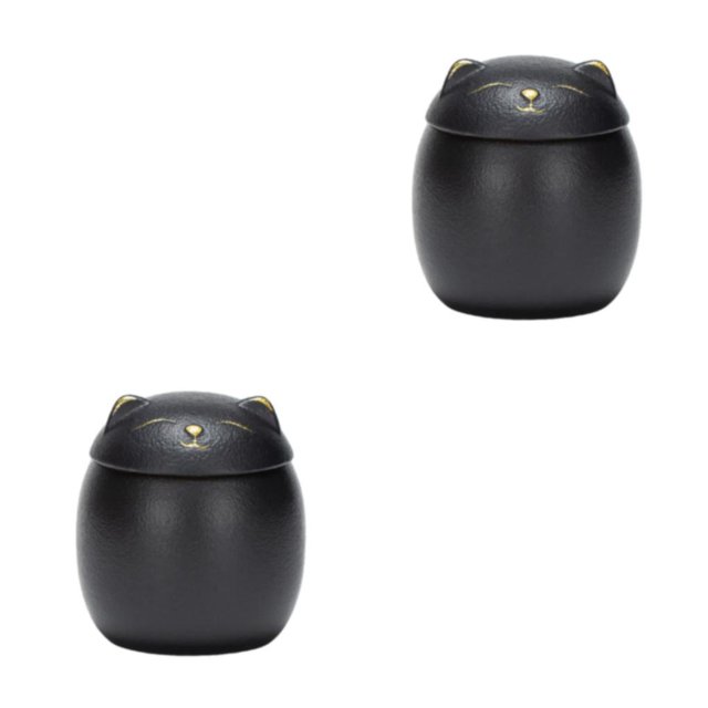 mmirethe Ceramic Canisters For Clutter-free And Organized Home Sturdy And Durable black 500ml 2Set
