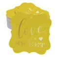 thumbnail image 1 of Inkdotpot Pack Of 100 Love Is Sweet Wedding Paper Tags DIY Craft Bracket Shape Real Gold Foil Hang Tags, 1 of 6