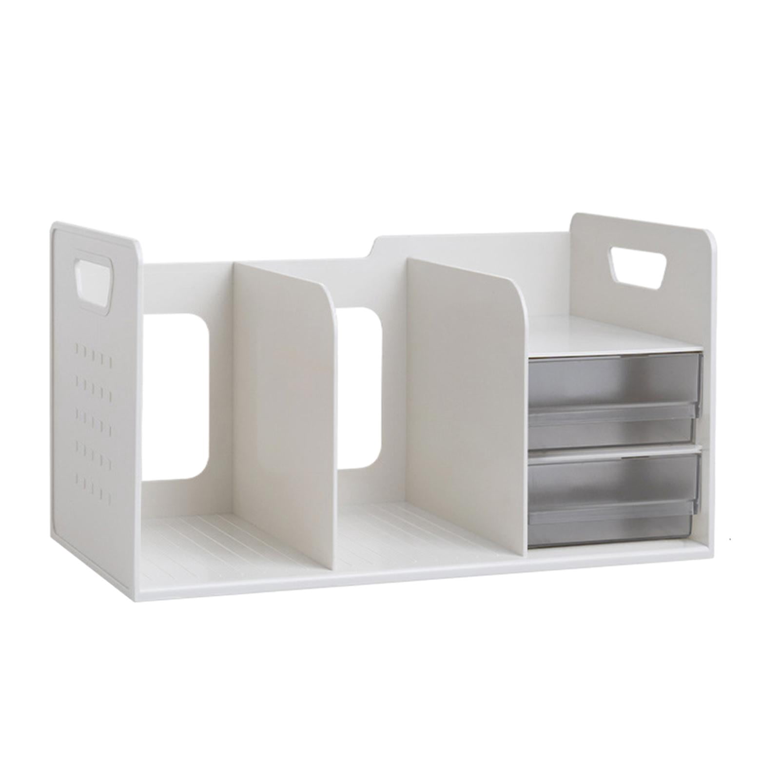 Kids Bookcase Book Shelf Desk Organizer Portable Stationary Storage Box Children White and Clear