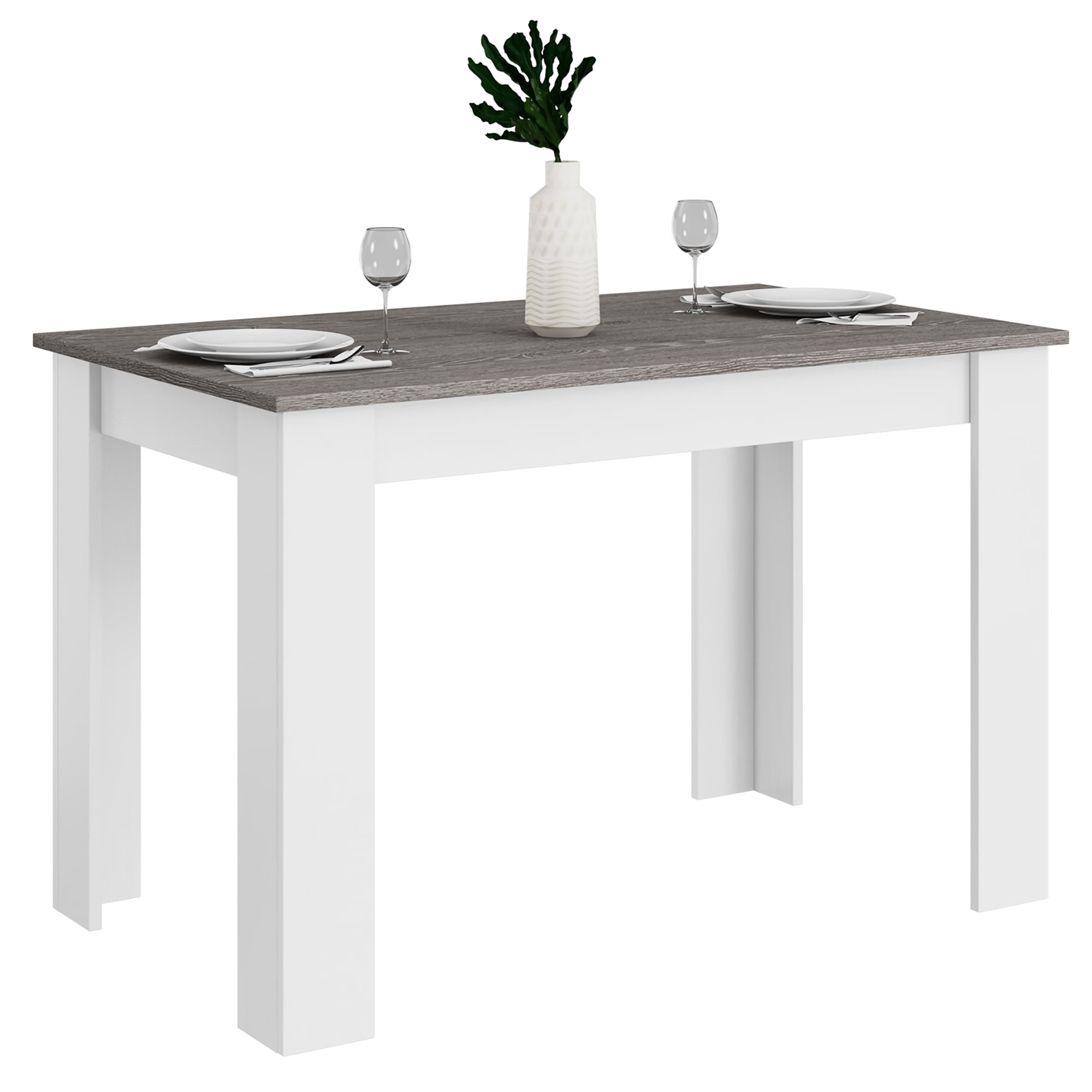 Costway Table à Manger 47 Pouces Table de Cuisine Rectangulaire pour Petit Espace Gris Foncé