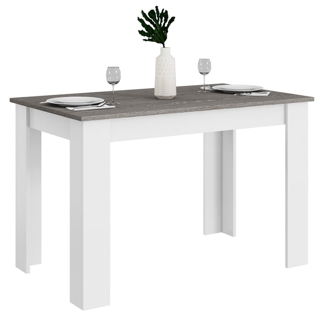 Costway Table à Manger 47 Pouces Table de Cuisine Rectangulaire pour Petit Espace Gris Foncé. Cette Table à Manger Rectangulaire Présente un Plateau en Bois d'Ingénierie Gris Foncé et des Pattes Blanches, Offrant un design Moderne et compact. Mesurant 47 Pouces de Longueur, 28 Pouces de Largeur et 30 Pouces de Hauteur, Elle Assoit Confortablement jusqu'à 4 Personnes, Ce Qui la Rend Idéale pour les Petits Espaces comme les Appartements Ou les Dortoirs. la Table Comprend des Patins Antidérapants et Anti-Rayures pour la protection et la Stabilité du Plancher. Elle