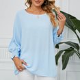 thumbnail image 3 of Birdeem Mode Hauts pour Femmes Uni Manches Longues Col Rond Blouse Chemise T-Shirt Hauts, 3 of 8