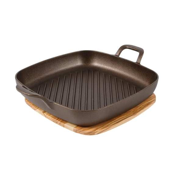 Bloomhouse - Two Time Oprah's Favorite Things Winner - Natural Bronze Finish 12" Square Cast Iron Grill Pan – Olive Oil Trea