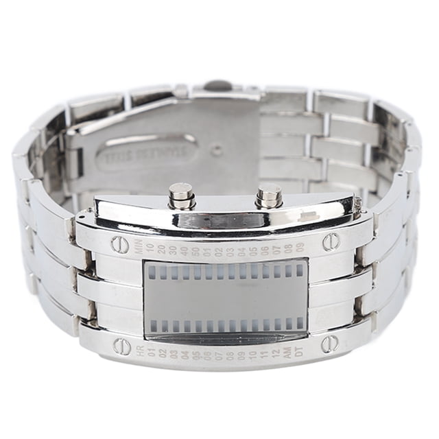 Men's Wrist Watch, Button Operation Business Watch Binary Time Mode Display For Party For Boyfriend Men's Silver