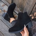 thumbnail image 4 of Lovzfmll Bottes à la Cheville pour Femmes, Cheville en Suède à Talon Bas Bout Rond, Bottines à Talon Bloc Moyen Bout Rond Décontractées d'Automne Bottes Noires, 4 of 8
