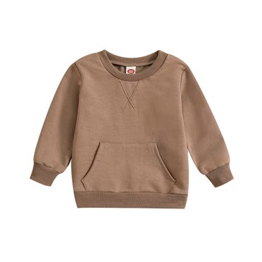 Ketyyh-chn99 Toddler Baby Boy Girl Fall Outfit Toddler Boys Girls Long Sleeve T Shirt Pullover Tops for 18-24 Months,Brown